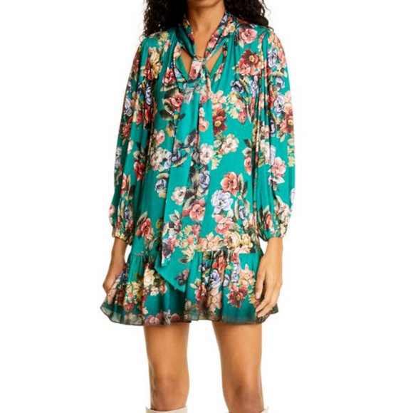 UNWORN Alice + Olivia Floral Green Midi Dress - Picture 1 of 10